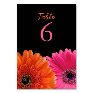 Oranje Roze Gerbera Gerber Daisy Black Wedding Kaart