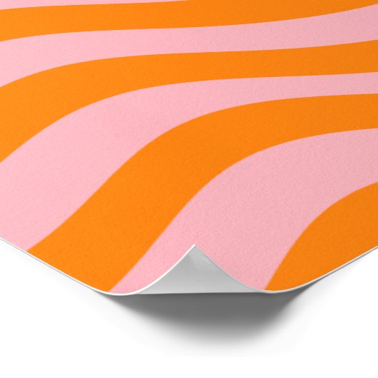 Oranje roze Groovy Retro Abstract Wave Y2K Patroon Poster (Hoek)