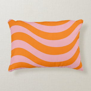 Oranje roze Groovy Retro Patroon Accent Kussen