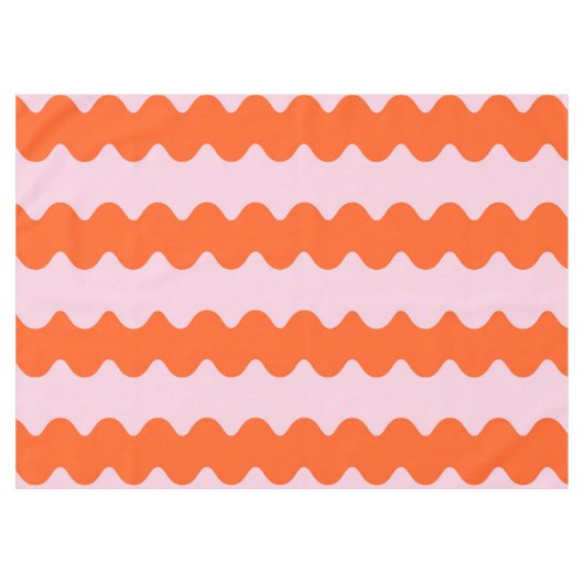Oranje Roze Groovy Stripe Minimalistische Moderne Tafelkleed (Voorkant (Horizontaal))