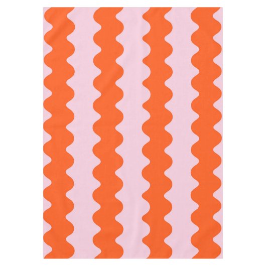 Oranje Roze Groovy Stripe Minimalistische Moderne Tafelkleed (Voorkant)