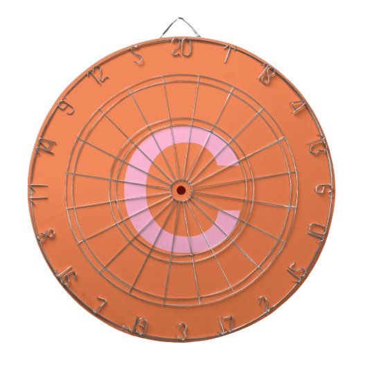 Oranje Roze Monogram Initiaal Moderne Aangepaste K Dartbord (Voorkant)