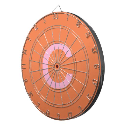 Oranje Roze Monogram Initiaal Moderne Aangepaste K Dartbord (Voorkant Rechts)