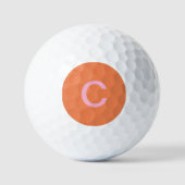 Oranje Roze Monogram Initiaal Moderne Aangepaste K Golfballen (Voorkant)