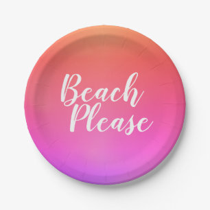 Oranje roze ombre beach papieren bordje