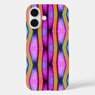 Oranje, roze, paars en blauw Chevron iPhone 16 Hoesje