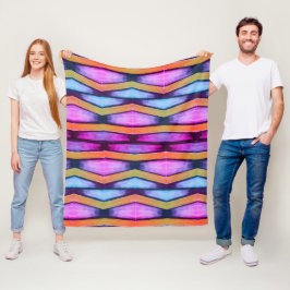 Oranje, roze, paarse en blauwe Chevron Fleece Deken