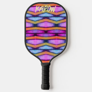 Oranje, roze, paarse en blauwe Chevron Pickleball Paddle
