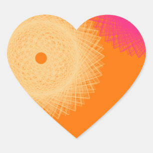 oranje & roze pop kleur hart sticker