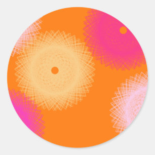 oranje & roze pop kleur ronde sticker
