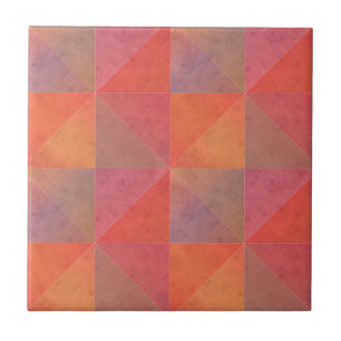 Oranje Roze Rode Driehoeken Aquarel Geometrische K Tegeltje