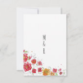 Oranje roze rood groen bloemenland chic bruiloft kaart (Achterkant)