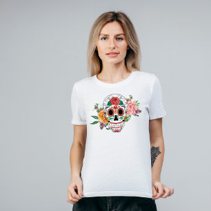 Oranje Roze Roze Floral Suiker T-shirt
