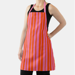 Oranje Roze Stijlvolle Strepen Patroon Ontwerp Schort