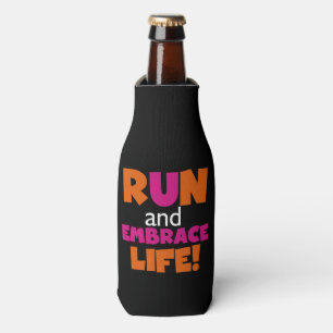 Oranje roze tekstrun-runner marathon flesjeskoeler