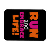 Oranje roze tekstrun-runner marathon magneet (Horizontaal)