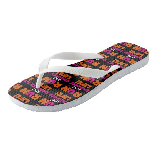 Oranje roze tekstrun-runner marathon teenslippers (Schuin)