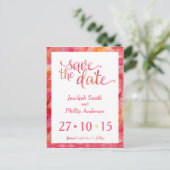 Oranje roze Waterverf sparen de Datum Aankondigingskaart (Staand voorkant)