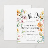  Oranje Roze Waterverf Wildflowers Save The Date (Voorkant / Achterkant)