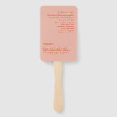 Oranje roze weddenschapsprogramma met een minimal handwaaier (Achterkant)