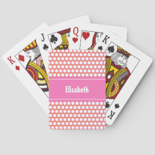 Oranje Roze Wit Aangepaste Gepersonaliseerde Monog Pokerkaarten