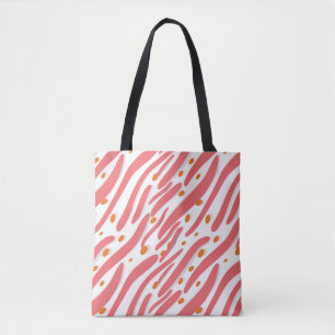 Oranje roze witte Abstracte lijnpatroon Draagtas
