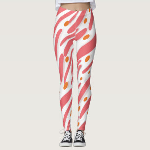 Oranje roze witte Abstracte lijnpatroon Leggings