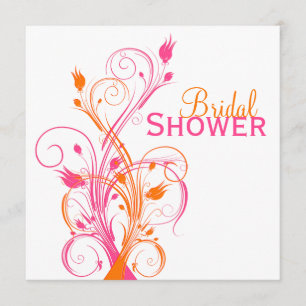 Oranje Roze Witte Floral Bridal Shower Kaart