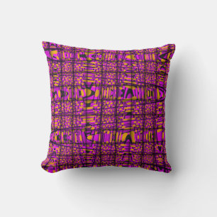 Oranje Roze Zwart Moderne Zig Zag Patroon Weefsel Kussen