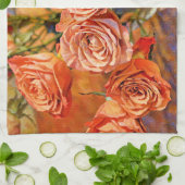 Oranje Rozen Art Keukenhanddoek (Gevouwen)
