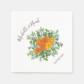 Oranje Rozen Berichten Floral Modern Servet (Voorkant)