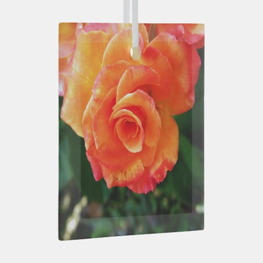 Oranje rozen bloem glas ornament (Voorkant Rechts)