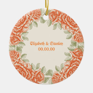  oranje rozen bruiloft Save the Date Keramisch Ornament