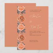 Oranje Rozen Moderne Herfst Licht Oranje huwelijk Kaart (Voorkant / Achterkant)