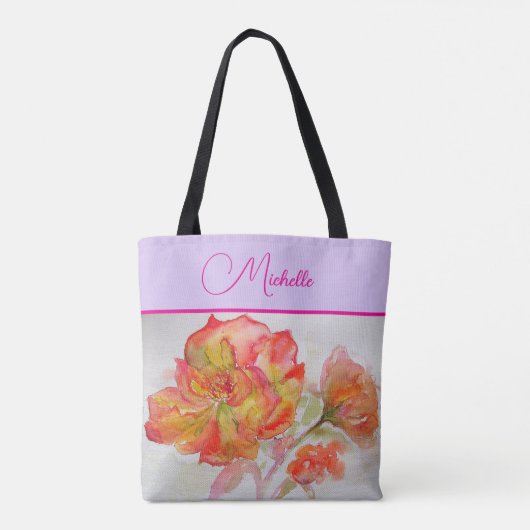 Oranje Rozen Rozen Waterverf Schilderen Canvas tas (Achterkant)