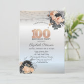 Oranje Rozen String Lights Zilver 100ste Verjaarda Kaart (Staand voorkant)