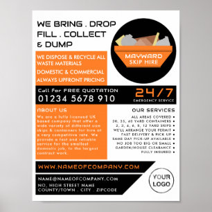 Oranje Rubbish Skip, Skip/Dumpster Company Poster
