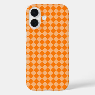 Oranje Ruitpatroon met Schaken iPhone 16 Hoesje