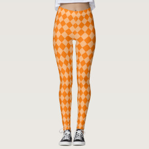 Oranje Ruitpatroon met Schaken Leggings