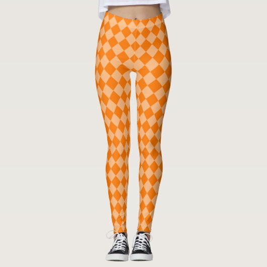 Oranje ruitpatroon van Checker Leggings (Voorkant)