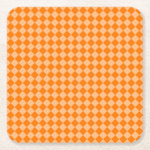 Oranje ruitpatroon van Checker Vierkante Kartonnen Onderzetter