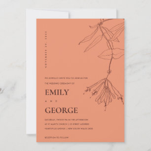 ORANJE RUST LINE DRAADLOOS WEDDING INVITE BEDANKKAART