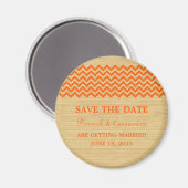 Oranje Rustic Chevron Save the Date Magnet Magneet (Voorkant / Achterkant)