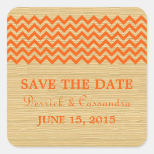Oranje Rustic Chevron Save the Date Stickers