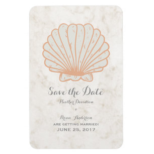Oranje Rustic Seashell sparen de Datum Magneet