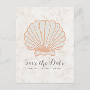 Oranje Rustic Seashell sparen het Briefkaart van d