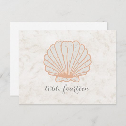 Oranje Rustic Seashell Table Number Briefkaart (Voorkant / Achterkant)