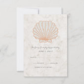 Oranje Rustic Seashell Wedding RSVP Kaart (Voorkant)