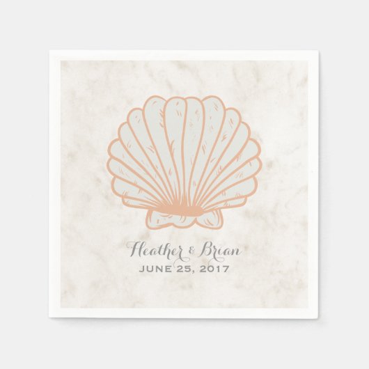 Oranje Rustic Seashell Wedding Servet (Voorkant)