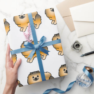 Oranje Sable Pomeranian Liefste Cartoon Hond Patro Cadeaupapier